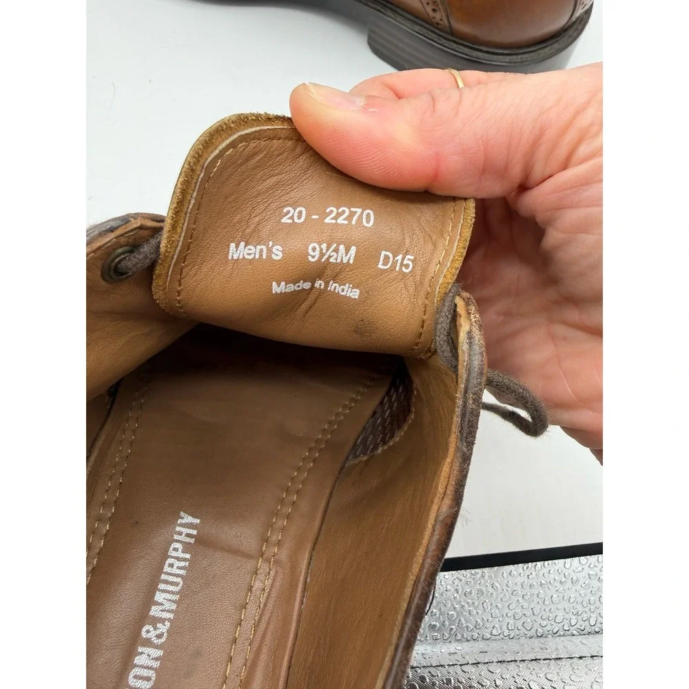 Johnston & Murphy Mens Tan Leather Saddle Oxford Dress Shoes Size 9.5 M